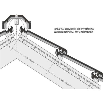 Řešení hřebene – detail s hřebenáčem č.17 – odvětrání hřebene